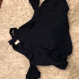 Cold Shoulder Open Back Navy Top - Size Large